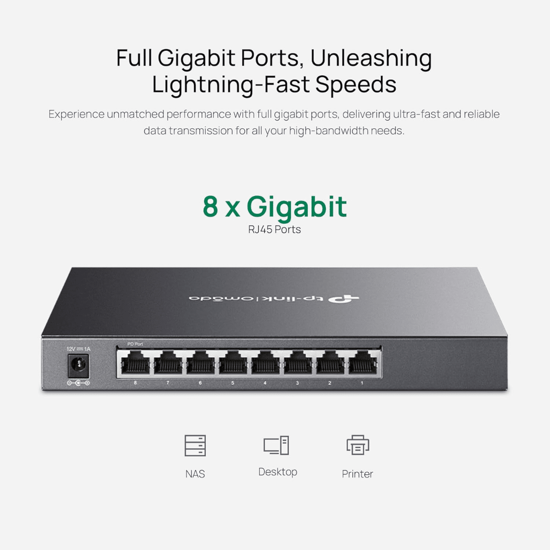 TP-Link TP-Link NT SG2008P Omada JetStream 8PT Gigabit SmartSwitch 62W PoE Budget NT 248024 SG2008P (2)