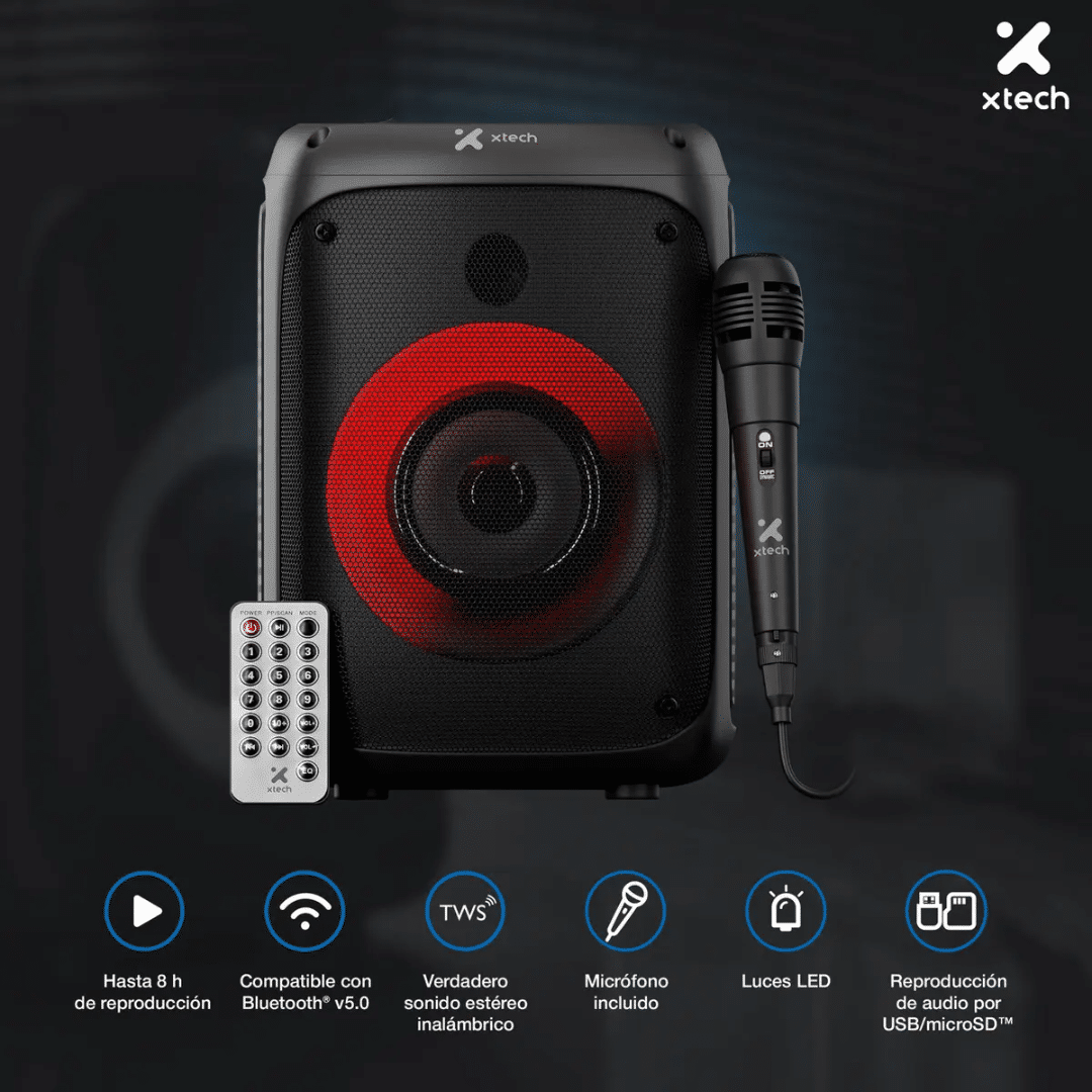 Xtech XTS-661 - Speaker - Black - SonicBloom Portable Wlss Speaker w lights a (3)