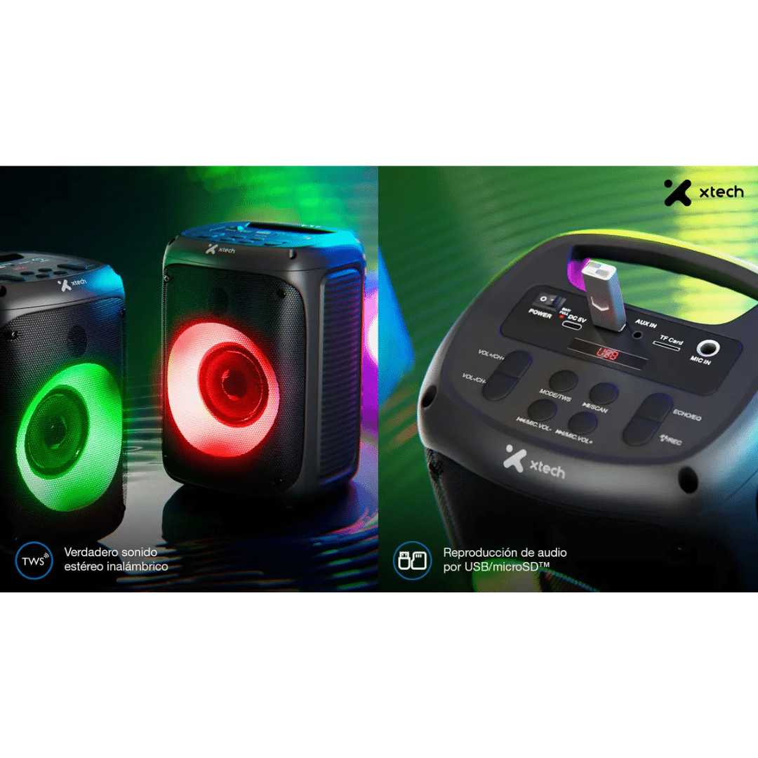 Xtech XTS-661 - Speaker - Black - SonicBloom Portable Wlss Speaker w lights a (4)