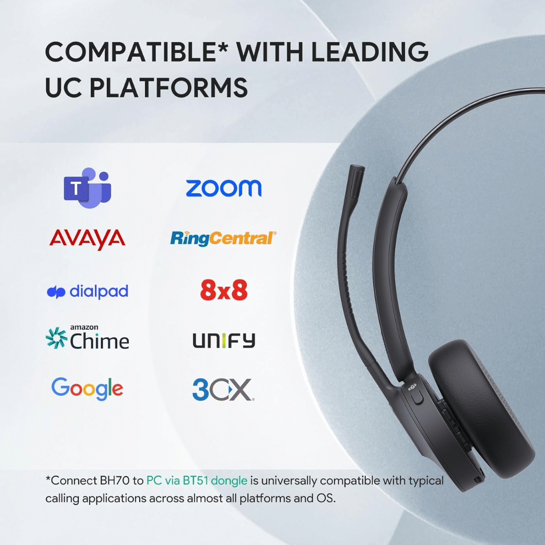 Yealink Yealink HE 1208706 BH70 Mono UC USB-C A Essential Bluetooth Retail HE 293619 1208706 (5)