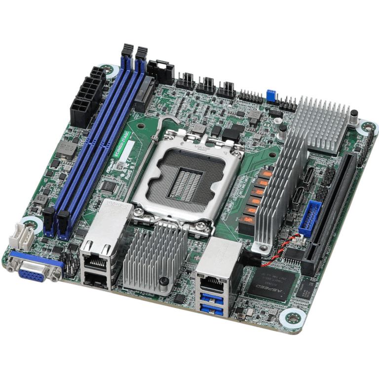 Asrock Rack EC266D2I-2T/AQC Mini-itx Server Motherboard, Intel Xeon 6300-series, Xeon E-2400 Series, And Pentium Gold G7400/G7400T Processors PCIe5.0 x16 | SKU MB-E326AQC - SER - MB-E326AQC - ASROCKRACK - EC266D2I-2T/AQC