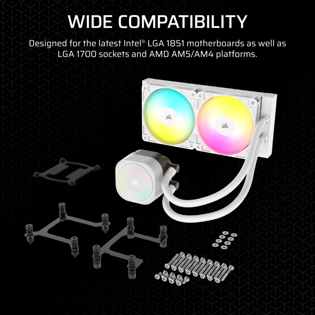 Cooler Corsair Nautilus 240argb Liquid Para Lg1841 - Lga1700 Y Amd Am5 - Am4 White - Ventiladores - CW-9 (6)