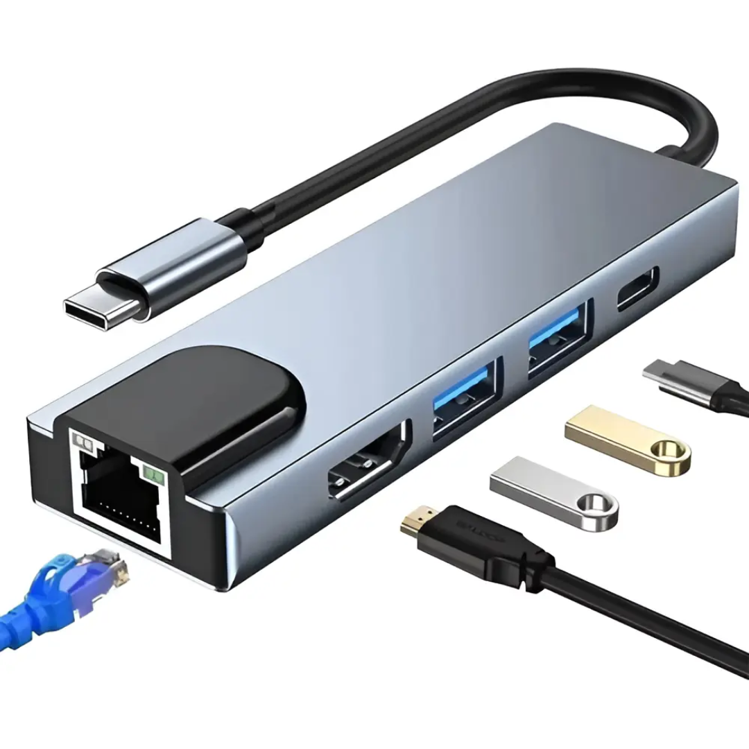 Hub 5 En Usb-c With Usb-c 2usb-3.0 Lan Hdmi Silver - Accesorios - USBTYC5X1 (1)