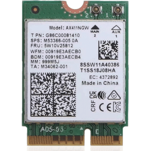 Intel Intel NT AX411.NGWG.NV WiFi 6E AX411 Gig+ 2230 DCT 2x2 AX R2 6GHz+BT No vPro NT 268141 AX411.NGWG.NV