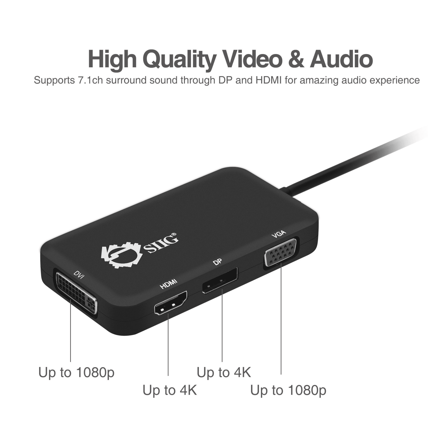 SIIG SIIG AC CB-TC0611-S1 USB-C to DVI VGA DP HDMI Multiport Video Adapter AC 214131 CB-TC0611-S1 (2)