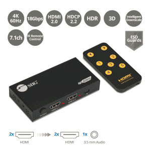 SIIG SIIG AC CE-H26D11-S1 2Port HDMI 2.0 4K HDR Splitter Switcher Color Box AC 247006 CE-H26D11-S1