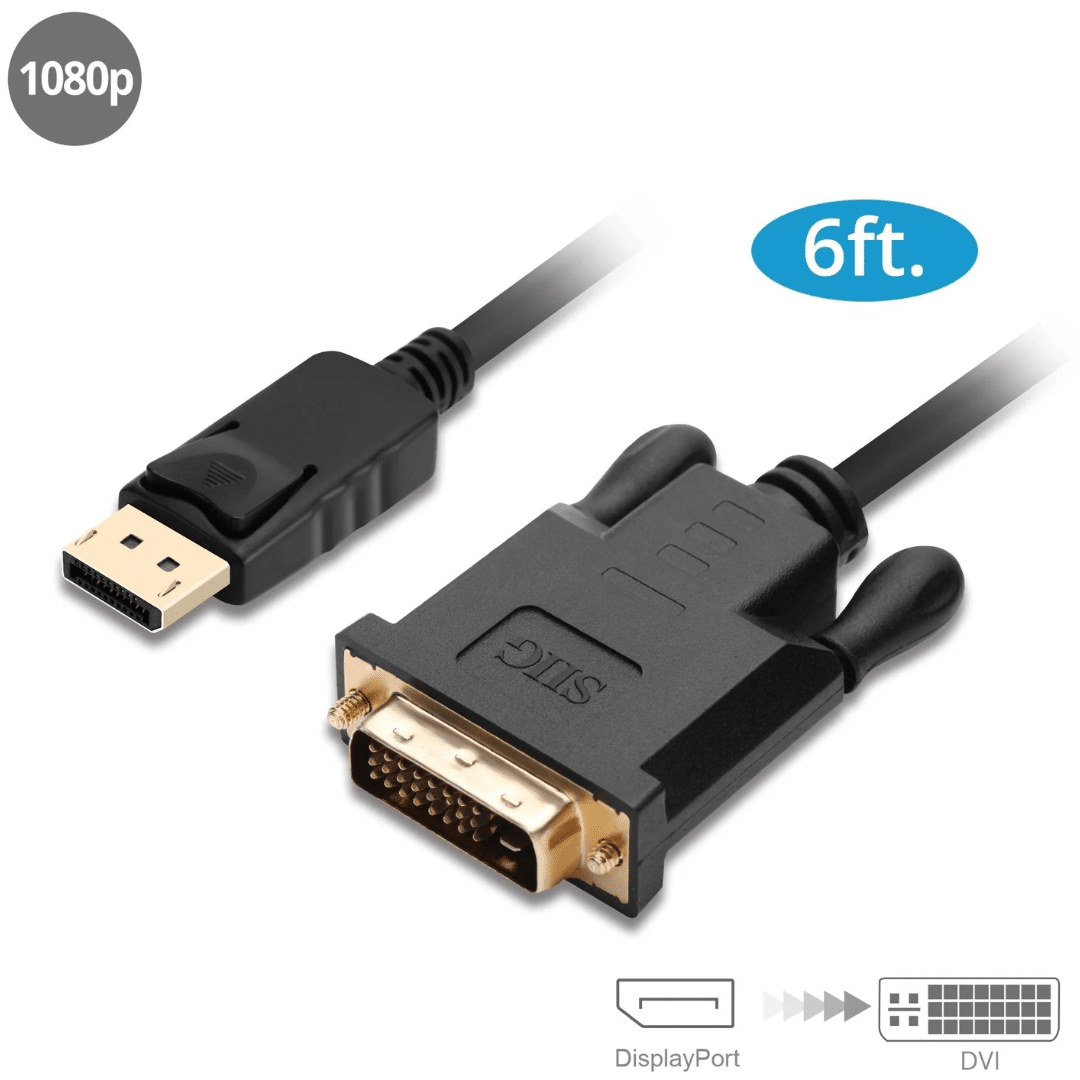 SIIG SIIG CB CB-DP1V12-S1 DisplayPort to DVI 6ft Cable PS8121E Black OPP Bag CB 253757 CB-DP1V12-S1 (1)
