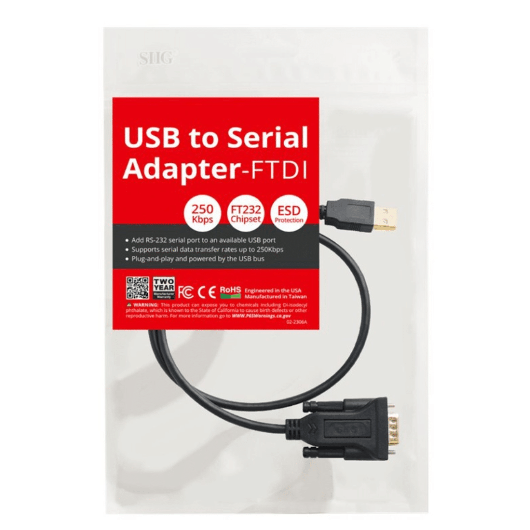 SIIG SIIG CB JU-CS0311-S1 USB to RS232 Serial Adapter - FTDI 1000mm Opp Bag CB 249997 JU-CS0311-S1 (6)