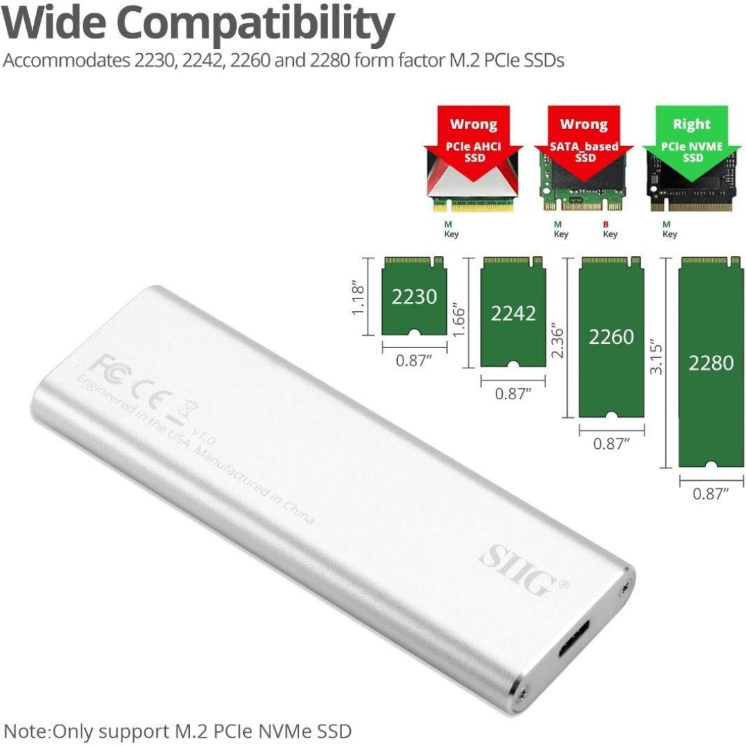SIIG SIIG RD JU-SA0W11-S1 USB3.1 Gen2 Type-C to M.2 PCIe SSD MVMe Enclosure RD 230086 JU-SA0W11-S1 (3)