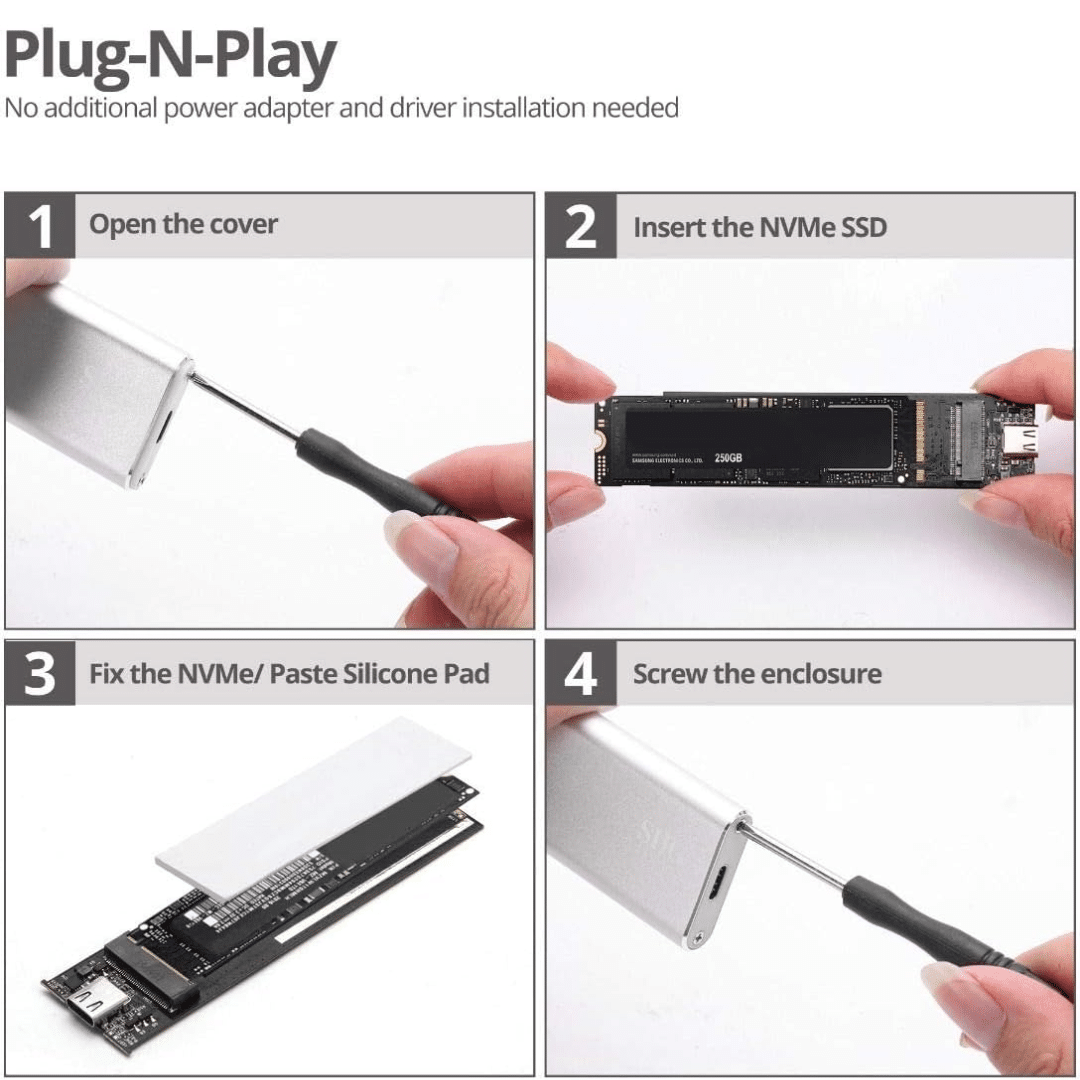 SIIG SIIG RD JU-SA0W11-S1 USB3.1 Gen2 Type-C to M.2 PCIe SSD MVMe Enclosure RD 230086 JU-SA0W11-S1 (4)