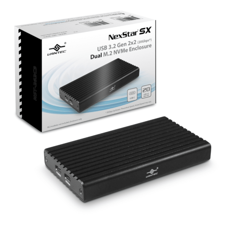Vantec Thermal Technologies Vantec NST-262C3 NexStar SX USB 3.2 Gen2x2 (20Gbps*) Dual M.2 NVMe Enclosure RD 302038 NST-262C3
