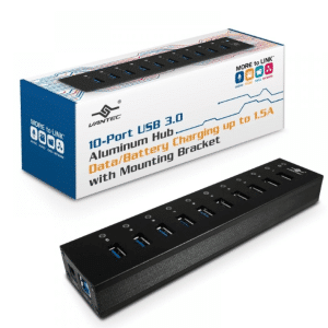 Vantec Thermal Technologies Vantec UGT-AH110U3-BK 10-Port USB 3.0 Aluminum ALL Data charging Hub AC 227911 UGT-AH110U3-BK