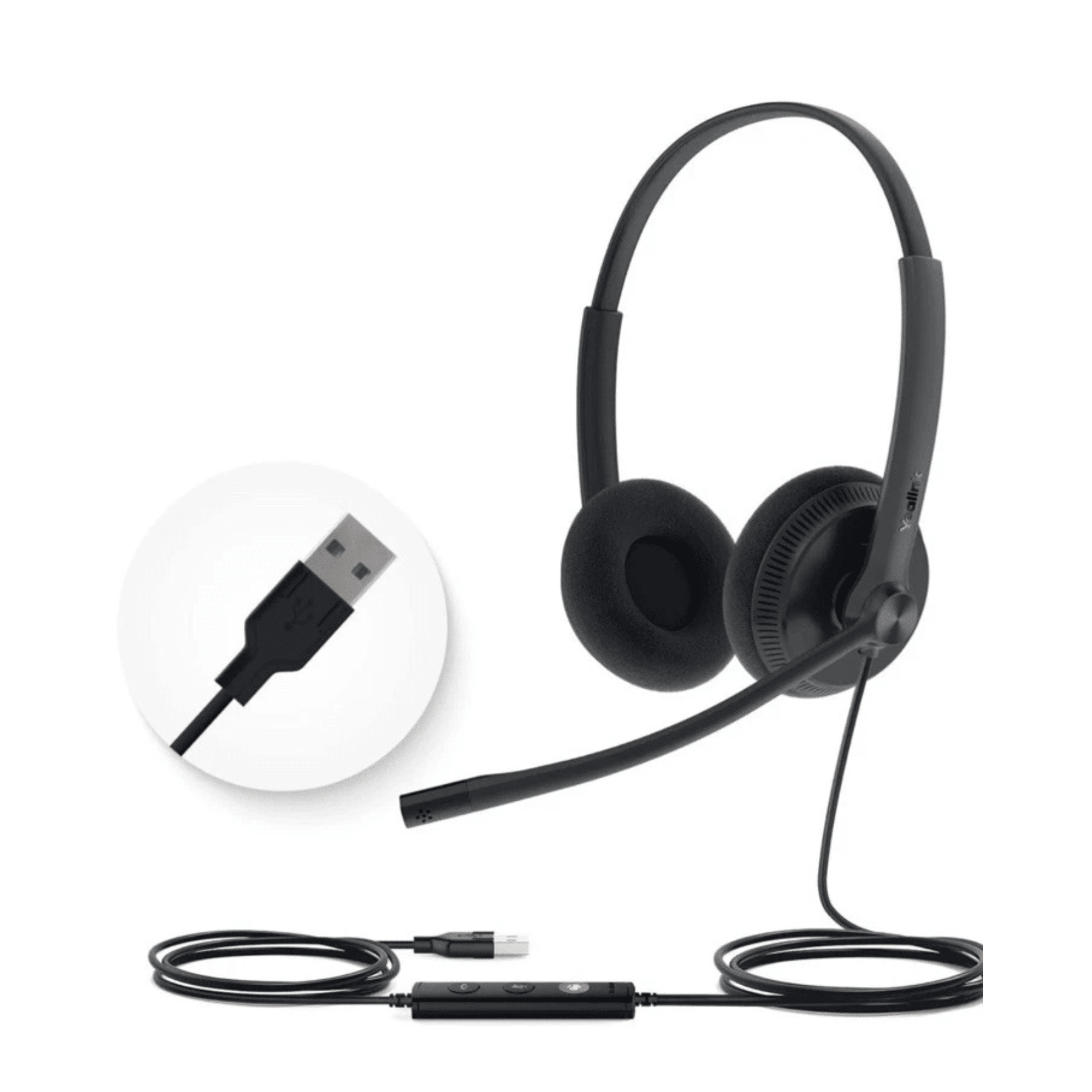 Yealink Yealink Headset 1308048 UH34 Lite Dual Teams USB w Foamy ear cushions Retail HE 280614 1308048 (1)