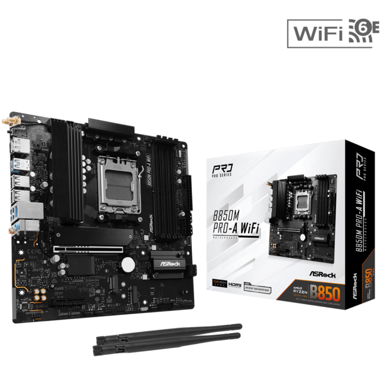 ASRock Inc. ASRock MB B850M Pro-A WiFi AMD B850 AM5 Max256GB DDR5 Micro ATX Retail MB 294529 B850M PRO-A WIFI
