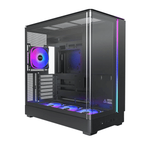 MONTECH KING 45 PRO KING45PB ATX PC Case, Curved Panoramic Glass, Chimney Airflow, 360mm Radiator Support, Compact Build For High-performance Systems, 4 ARGB PWM Fan Pre-installed (black) | SKU CS-K45PB7 - CS - CS-K45PB7 - MONTECH - KING45PB