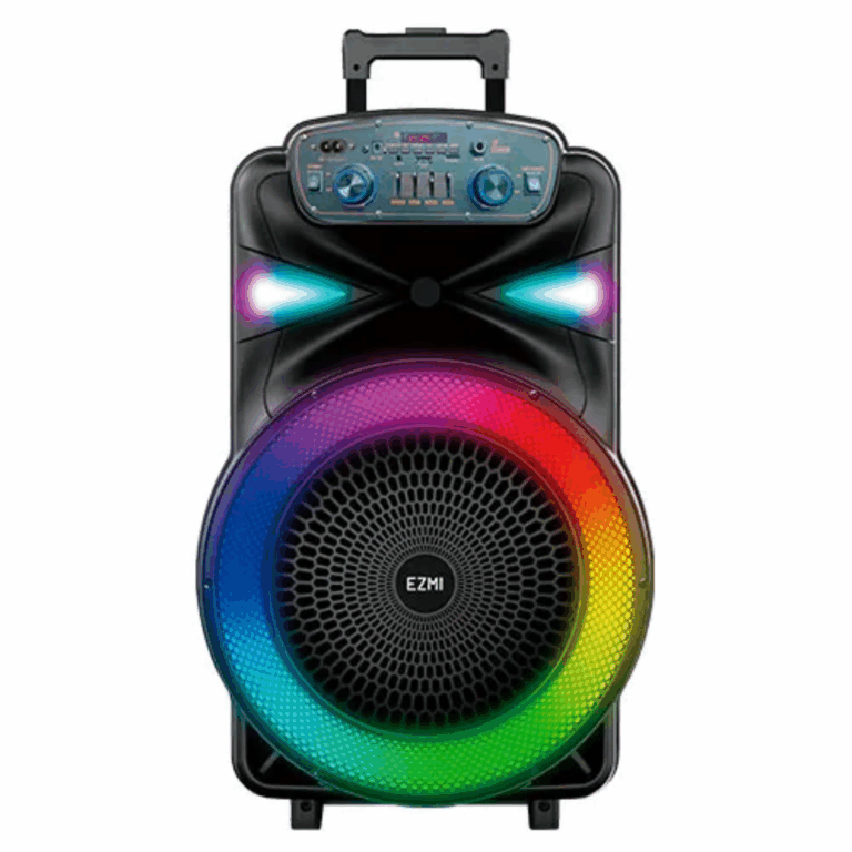 Parlante Amplificado Ezmi 15" Fm - Usb -  Tf Card - Bluetooth - Recargable - Luces Led Rgb-  Microfono (incluye Mini Pedestal) Wirelees Negro - Ezp-1502
