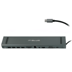 Hub Usb- C Con 11 En 1 Av Vga Rj45 Sd-tf  Hdmi 4usb3.2 Type-c Gris - Accesorios - HUB11