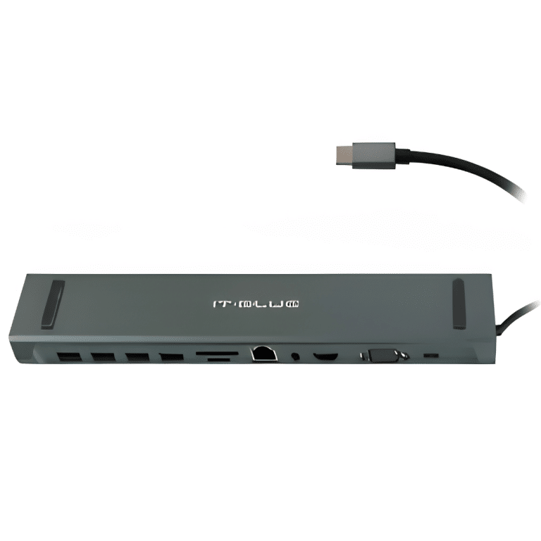 Hub Usb- C Con 11 En 1 Av Vga Rj45 Sd-tf  Hdmi 4usb3.2 Type-c Gris - Accesorios - HUB11