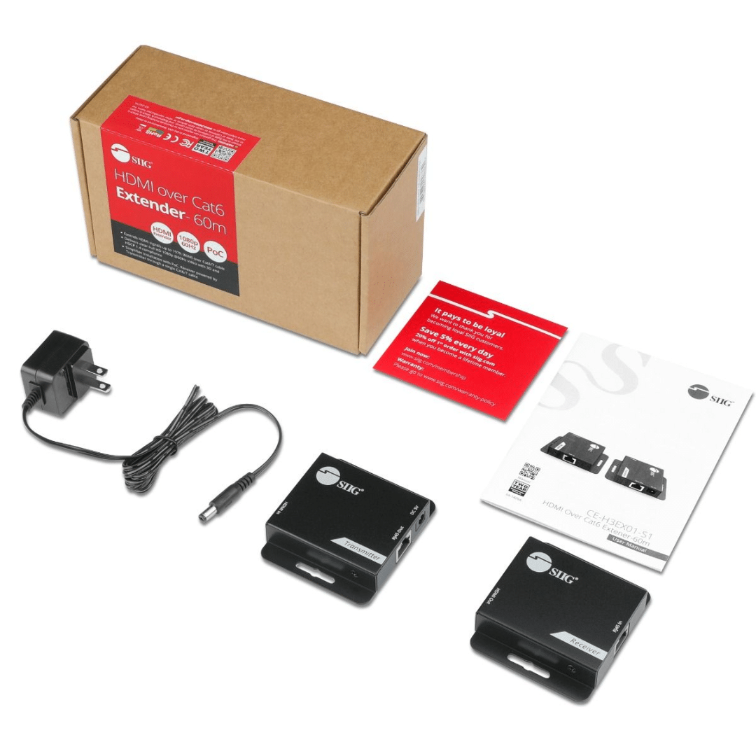 SIIG SIIG Accessory CE-H3EX01-S1 HDMI Over Cat6 Extender 60m Brown Box AC 291338 CE-H3EX01-S1 (6)