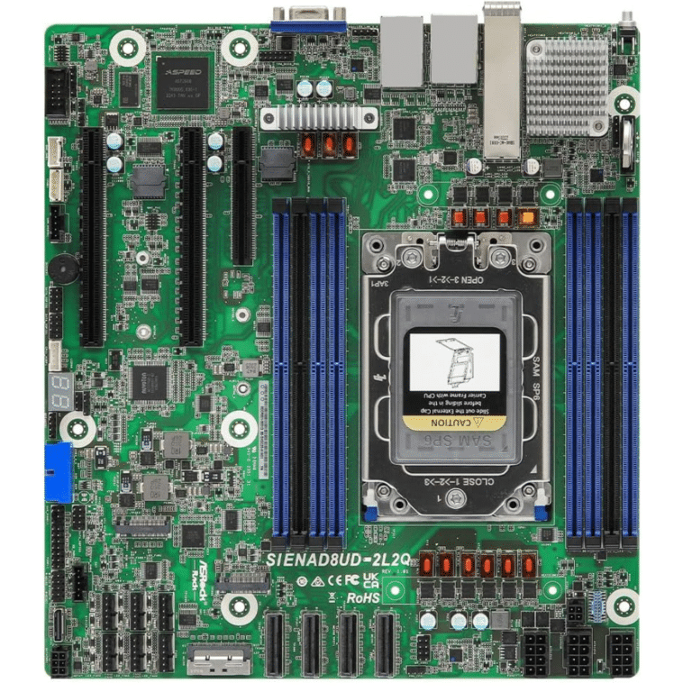 ASRock Inc. ASRock MB SIENAD8UD-2L2Q SoC SP6 LGA4844 Max96GB DDR5 Deep Micro-ATX Brown Box MB 290077 SIENAD8UD-2L2Q