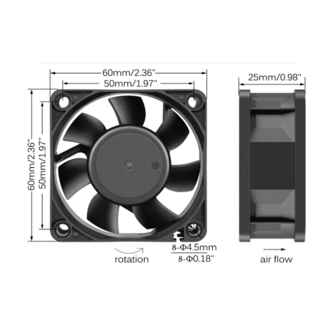 iStarUSA iStarUSA Fan DD-FAN60-126025BM 60mm 2-Balls Bearing Fan Brown Box FN 247781 DD-FAN60-126025BM (3)