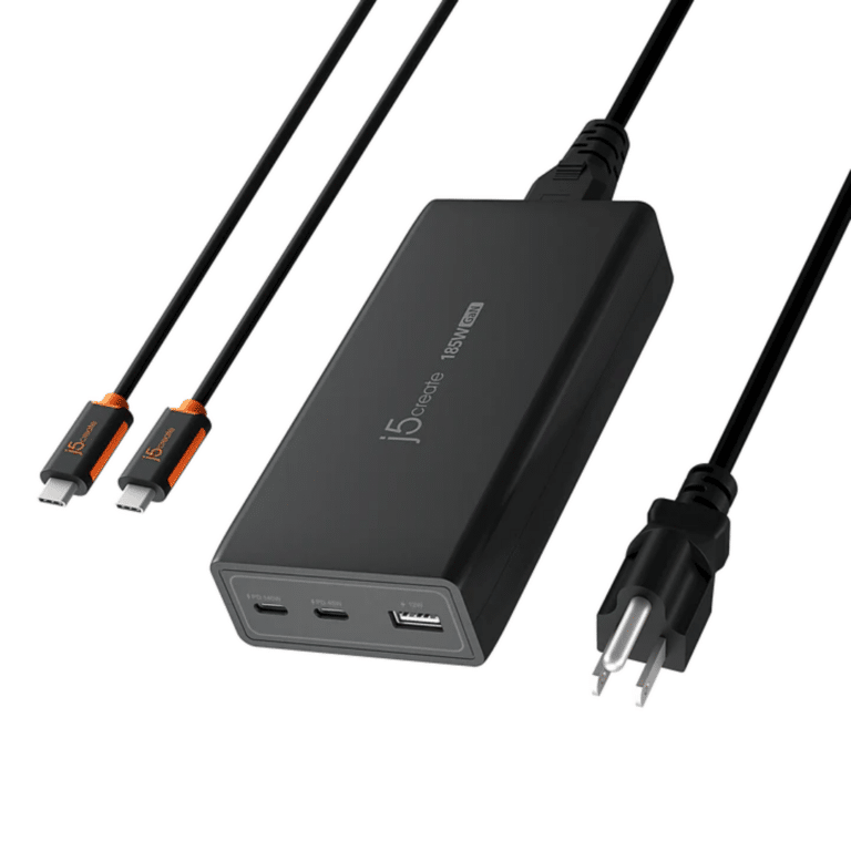 j5create j5create AC JUP37185 185W GaN PD 3.1 USB-C 3-Port Charger Retail AC 302053 JUP37185