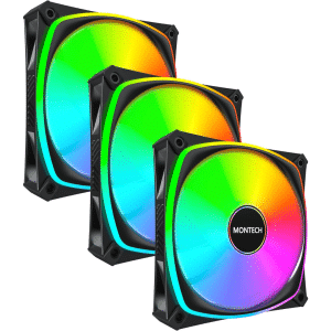 Montech RX120 PRO RX120PB3IN1 120mm ARGB Fan, 1600PWM, 3 In 1 Pack, Black | SKU FAN-RX3P7 - FAN - FAN-RX3P7 - MONTECH - RX120PB3IN1