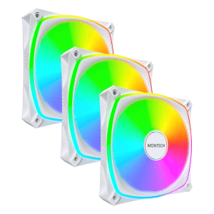 Montech RX120 PRO RX120PW3IN1 120mm ARGB Fan, 1600PWM, 3 In 1 Pack, White | SKU FAN-RX3PW8 - FAN - FAN-RX3PW8 - MONTECH - RX120PW3IN1
