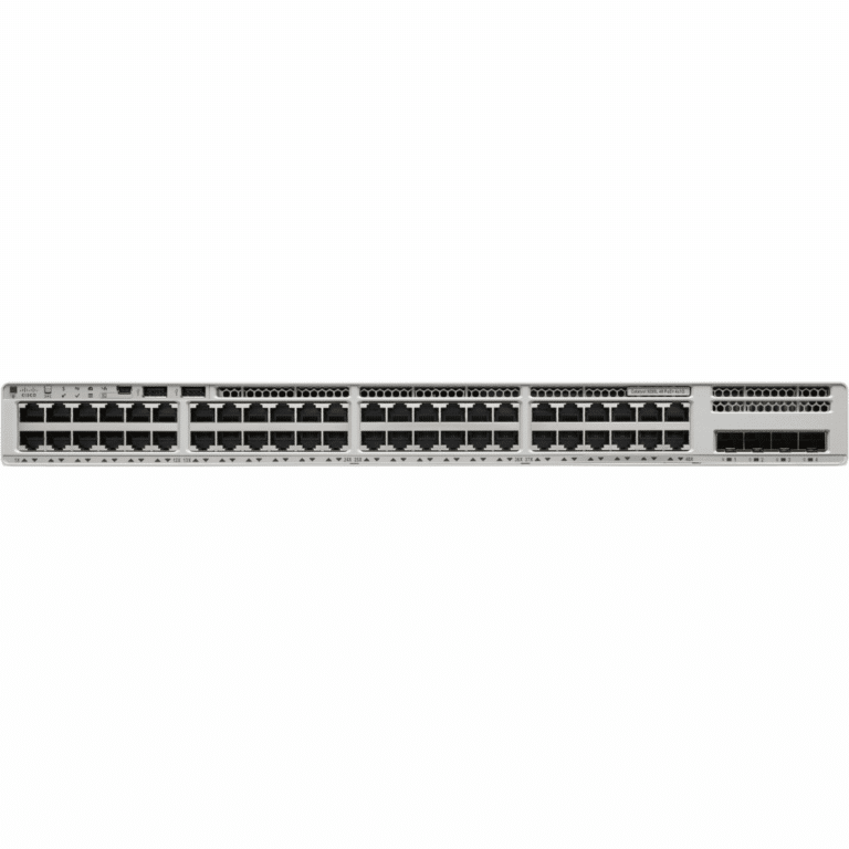 Cisco Catalyst 9200 C9200L-48P-4G Layer 3 Switch - 48 Ports - Manageable - Gigabit Ethernet - 10/100/1000Base-T, 1000Base-X - 3 Layer Supported - Modular - 4 SFP Slots - 1000 W Power Consumption - 740 W PoE Budget - Twisted Pair, Optical Fiber - 1U - Rack-mountable - Lifetime Limited Warranty - Cisco - Layer 3 Switch - 6977 - A300-5RT350 - 5RT350 - 0889728170185 - C9200L-48P-4G-E