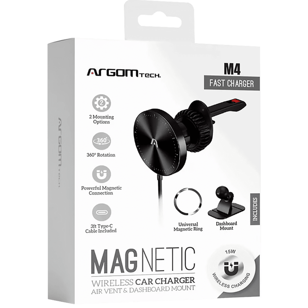 Car Mount Argom Wireless Fast Charger Magnetic M4 Negro - Accesorios - ARG-AC-0164BK (3)