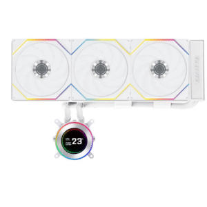 Lian Li Hydroshift II 360 TL RGB Liquid CPU Cooler - 360mm AIO - 3X 120 RGB Fans - 2.1" IPS LCD Screen - 3 Control Mode - Flexible Tubes Clamp - LGA 1851/1700, AMD AM5/AM4 - White (HS2LCD36TW) | SKU FAN-H23TW2 - FAN - FAN-H23TW2 - LIAN-LI - 840353048782 - HS2LCD36TW