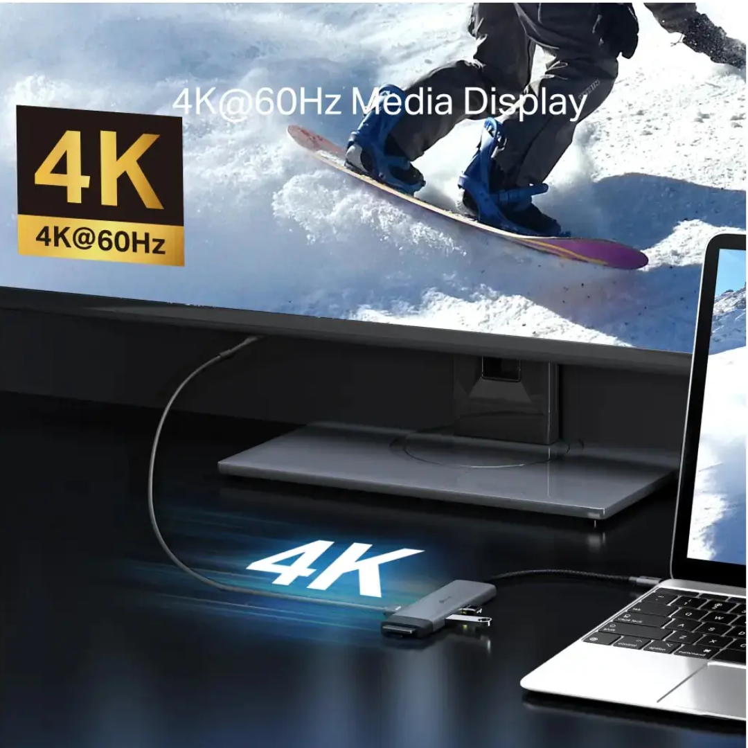 Hub Tp-link Usb Tipo-c 7 In 1 Con Puerto Hdmi 4k 60hz Sd Microsd Fast Charge Silver - Accesorios - UH7020C (6)