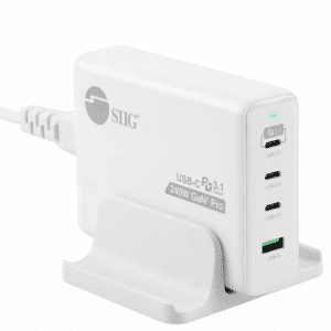SIIG SIIG AC AC-PW1X11-S1 240W GaN PD 3.1 Charger 3C1A 3x USB-C + 1x USB-A BrownBox AC 272513 AC-PW1X11-S1