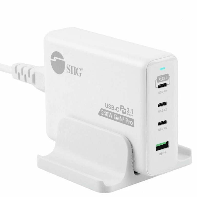 SIIG SIIG AC AC-PW1X11-S1 240W GaN PD 3.1 Charger 3C1A 3x USB-C + 1x USB-A BrownBox AC 272513 AC-PW1X11-S1
