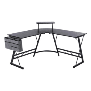 Mesa Gamer Potenzza D-42 En L Fibra De Carbono Black Para Juegos 86x66x13 - D42