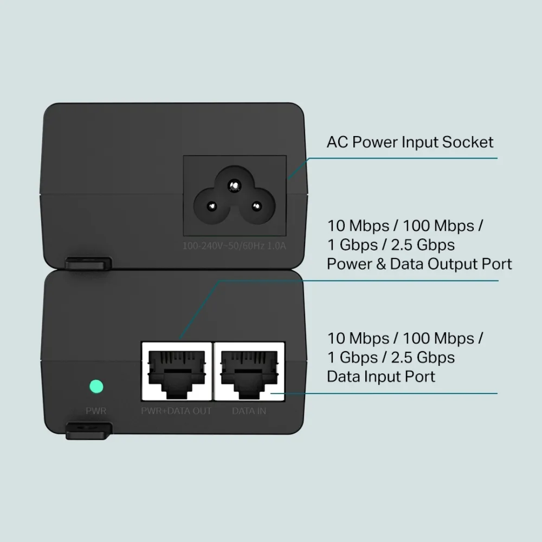 Adaptador Tp-link 2x2.5 Gbps Ports Poe+ Inyector 30w Plug And Play Power Supply Integrada - Redes - TL-POE2 (6)