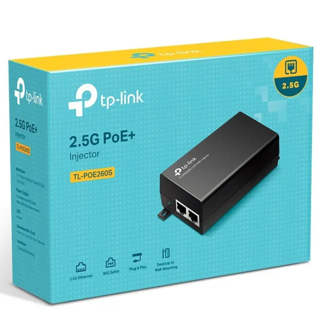 Adaptador Tp-link 2x2.5 Gbps Ports Poe+ Inyector 30w Plug And Play Power Supply Integrada - Redes - TL-POE260 (1)