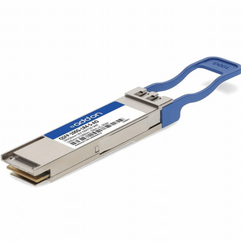 AddOn Cisco® QSFP-100G-LR4-S Compatible TAA 100GBase-LR4 QSFP28 Transceiver (SMF, 1295nm to 1309nm, 10km, LC, DOM) - For Data Networking, Optical Network - 1 x SC 100GBase-LR4 Network - Optical Fiber - Single-mode - 100 Gigabit Ethernet - 100GBase-LR4 - Hot-swappable - AddOn - QSFP28 - 587Y - A300-6A5252 - 6A5252 - 0821455543610 - QSFP-100G-LR4-S-AO