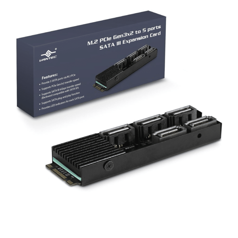 Vantec Thermal Technologies Vantec AC UGT-M2670 M.2 PCIe Gen3x2 B+M Key To 5 Ports SATA III Expansion Card AC 264234 UGT-M2670