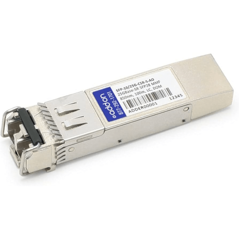 AddOn Cisco® SFP-25G-SR-S Compatible TAA 25GBase-SR SFP28 Transceiver (MMF, 850nm, 100m, LC, DOM) - For Optical Network, Data Networking - 1 x LC 25GBase-SR Network - Optical Fiber - Multi-mode - 25 Gigabit Ethernet - 25GBase-SR - Hot-swappable - 1 - TAA Compliant - AddOn - SFP28 - 587Y - A300-8K4210 - 8K4210 - 0821455655535 - SFP-25G-SR-S-AO