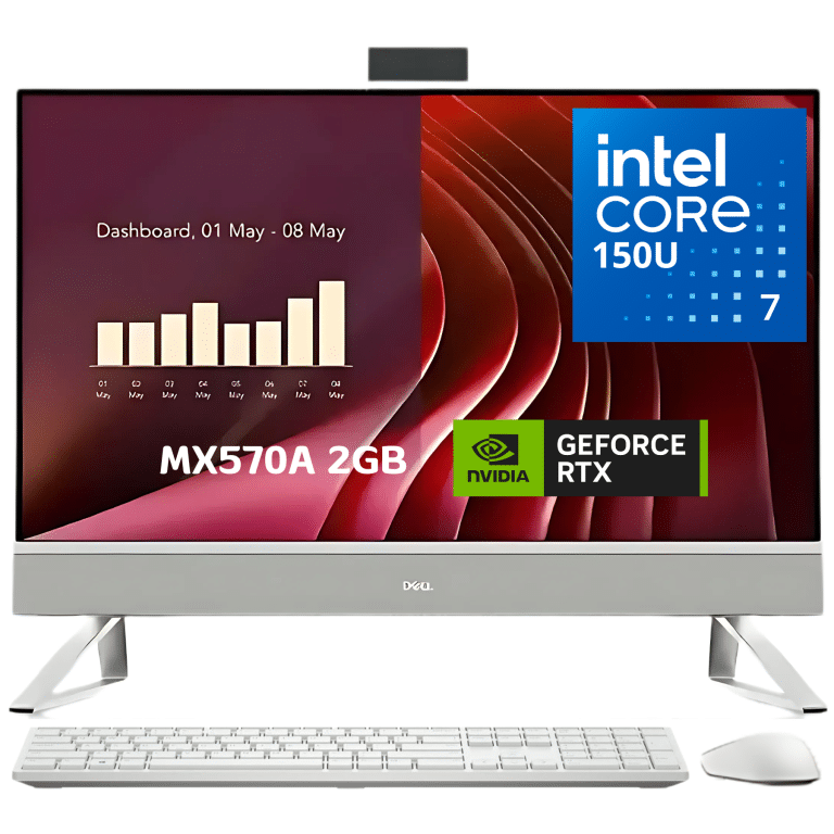 Aio Dell 27 Intel Core 7-150u 16gb Ram (2x8gb Ddr5 5200 Mt/s) Ssd 1tb M.3 Pcie Nvme 27” Fhd (1920×1080) 1500:1 Contrast Ratio 100hz *touch Screen* *nvidia Geforce Mx570a 2gb Vram* Wi-fi 6e Ethernet Card 10/100/1000 Windows 11 Home - Dec27250-7192wht-pus