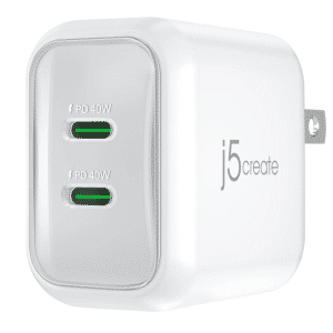 j5create j5create AC JUP2540 40W GaN USB-C 2 Port mini Charger Retail AC 302050 JUP2540