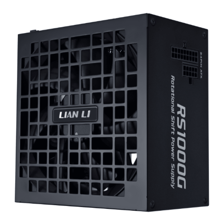 Lian Li RS 1000W Rotational Shift Fully Modular ATX Power Supply (w/usb Fan Hub) 90° AC Inlet, Cybenetics Platinum, 80+ Gold, ATX 3.1, Pcie 5.1, 12V-2x6 Cable, Black (RS1000G.BH) | SKU PS-RS10001 - PS - PS-RS10001 - LIAN-LI - 840353049673 - RS1000G.BH
