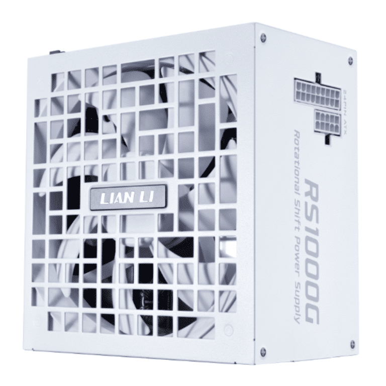 Lian Li RS 1000W Rotational Shift Fully Modular ATX Power Supply (w/usb Fan Hub) 90° AC Inlet, Cybenetics Platinum, 80+ Gold, ATX 3.1, Pcie 5.1, 12V-2x6 Cable, White (RS1000G.WH) | SKU PS-RS10002 - PS - PS-RS10002 - LIAN-LI - 840353049772 - RS1000G.WH