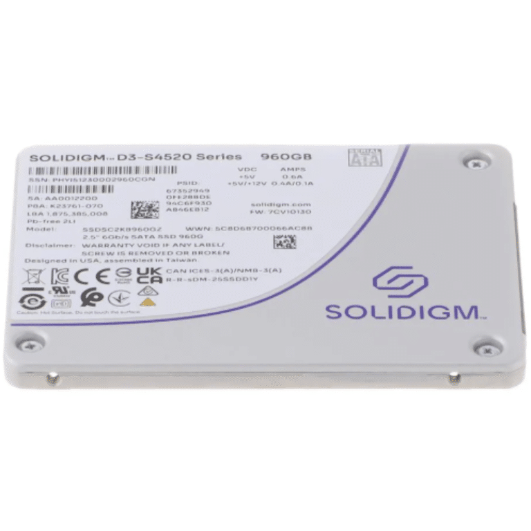 Solidigm Solidigm SSD SSDSC2KB960GZ1Z D3-S4520 960GB 2.5 SATA 6Gb s 3D4 TLC Bare SD 287758 SSDSC2KB960GZ1Z