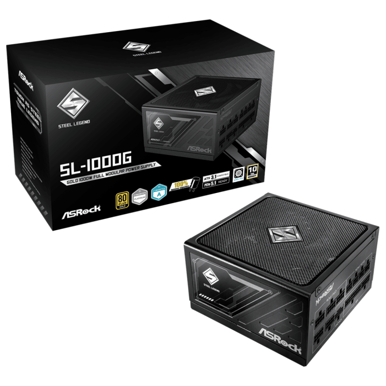ASRock Inc. ASRock PS SL-1000G 1000W ATX 12V 80+GOLD Fully Modular 135mm Fan Retail PS 295594 SL-1000G