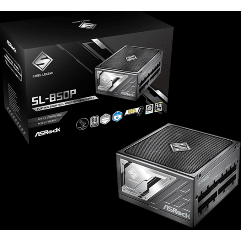 ASRock Inc. ASRock PS SL-850P 850W ATX3.1 80+PLATINUM Fully Modular 135mm Fan Retail PS 305681 SL-850P