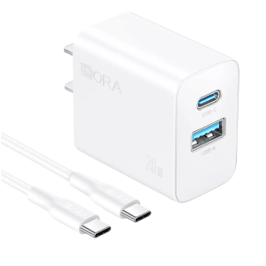 Cargador De Doble Puerto (usb C Y Usb A) 20w Y Cable Tipo C 3a Blanco 1hora - Gar162b