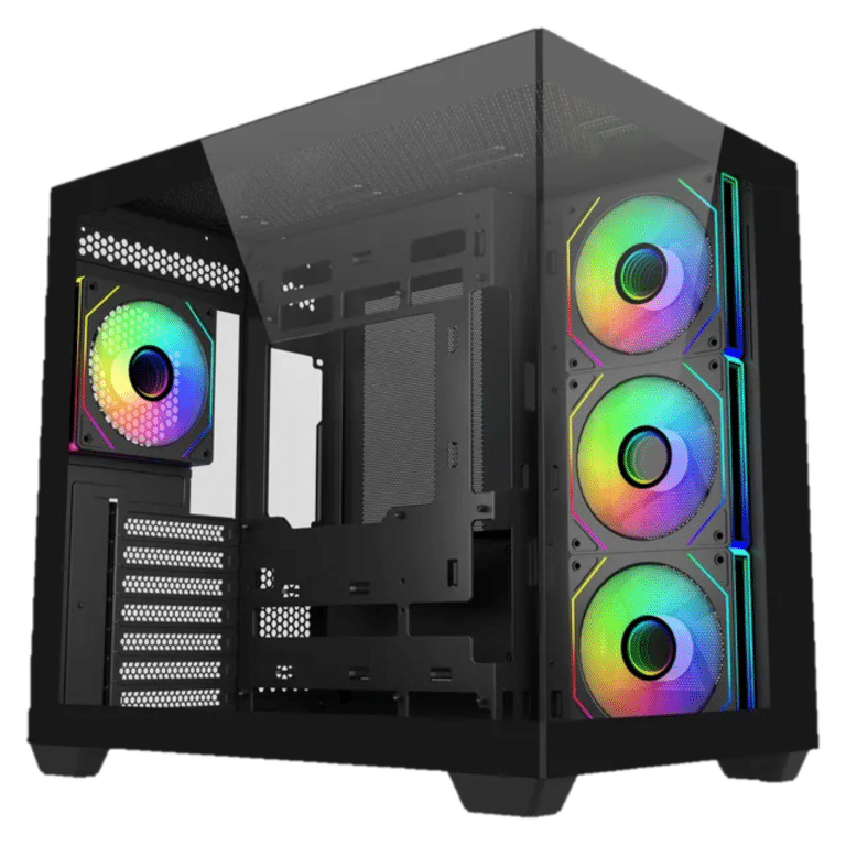Case Cooler Master/e681 Mid Tower Black Wood Bundle Fuente 750w Gold - Air Cooler 212 Spectrum - 884102134432 - E681-KHNN75-SA0
