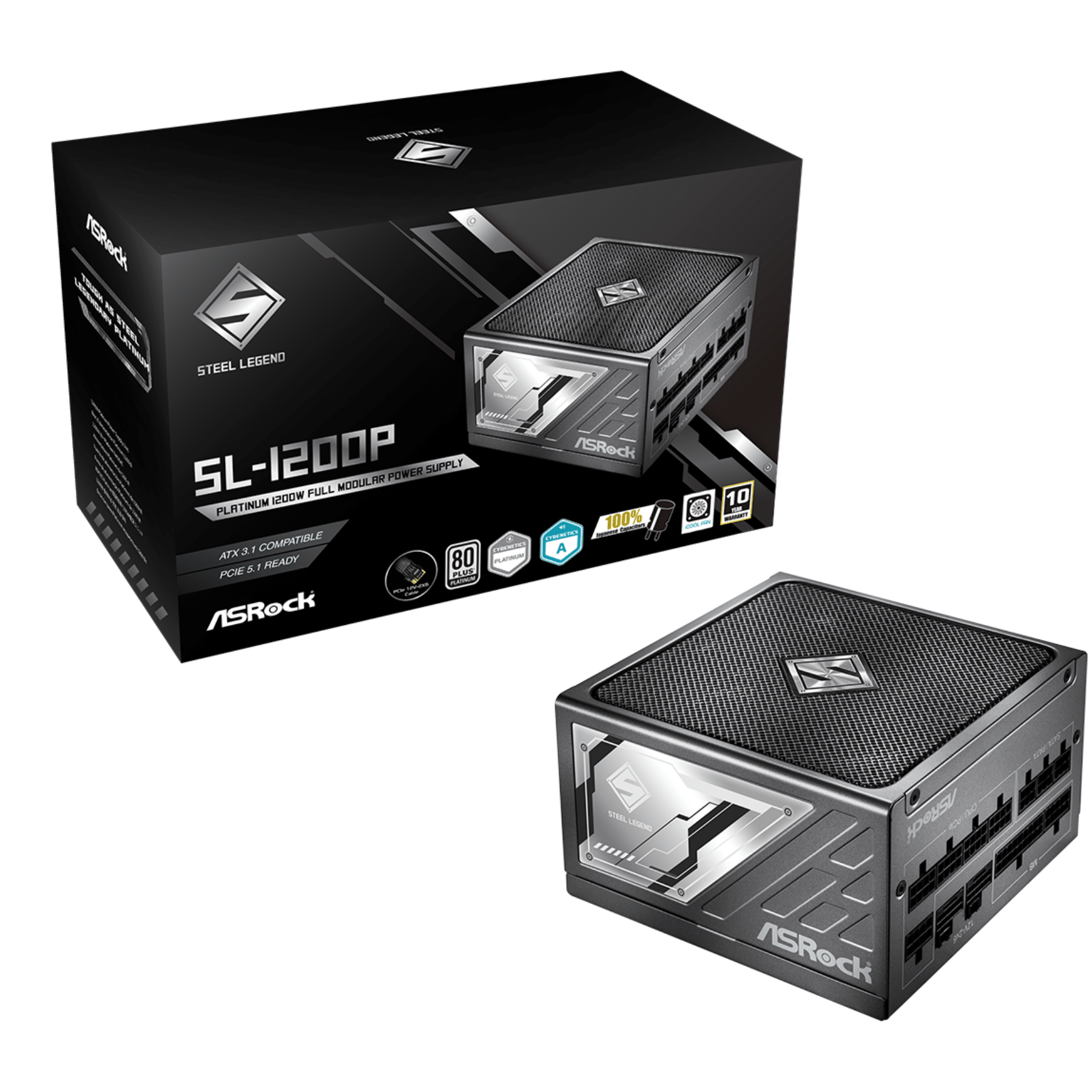 ASRock Inc. ASRock PS SL-1200P 1200W ATX3.1 80+PLATINUM Fully Modular 135mm Fan Retail PS 305679 SL-1200P (2)